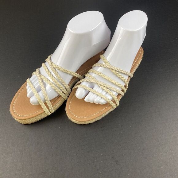 Madewell Women’s Kathryn Braided Leather Espadrille Slide Sandals Ivory Size 9 - Picture 13 of 16